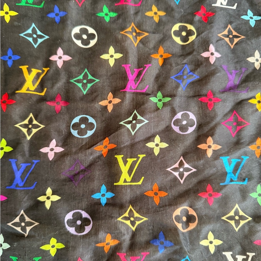 Louis Vuitton Black Multicolor Monogram Silk Scarf - Picture 4 of 7